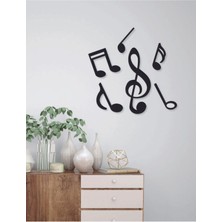 Siyah Ahşap Nota ve Sol Anahtarlı Dekoratif Duvar Süsü