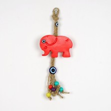 Sevimli Fil Dekoratif Bahçe ve Balkon Duvar Süsü, Kırmızı, Neşeli ve Şık Tasarım