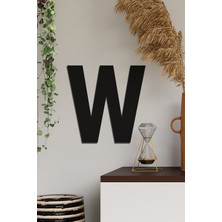 Siyah Ahşap W Harfi, Lazer Kesim, Dekoratif ve Şık Tasarım