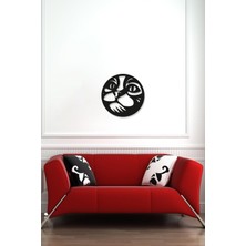 Kedi Yüzü Dekoratif Tablo 25X25CM Ahşap Mdf Lazer Kesim Kendinden Yapışkanlı