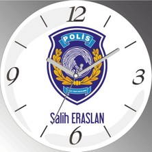 Kişiye Özel Polis Olay Yeri Inceleme Çap 30 cm Sessiz Akar Bombeli Gerçek Cam Duvar Saati