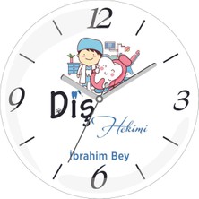 Kişiye Özel Diş Hekimi Diş Doktoru Çap 30 Bombeli Gerçek Cam Duvar Saati