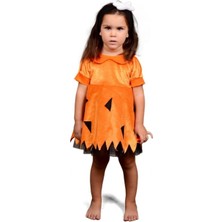 Kız Çocuk Turuncu Kısa Kollu Renkli Sevimli Kostüm