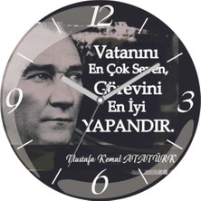 Atatürk Bombeli Gerçek Cam Duvar Saati