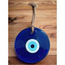 Lacivert Cam Nazar Boncuk Duvar ve Bahçe Süsü, 12-13CM, Doğal Şıklık ve Koruma Sağlar