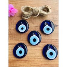 Cam Nazar Boncuk Seti, 5 Adet, 4cm, Duvar, Bahçe ve Ağaç Dekoru, Nazar Koruyucu