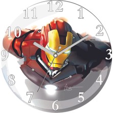 Demir Adam Iron Man Sessiz Bombeli Gerçek Cam Duvar Saati