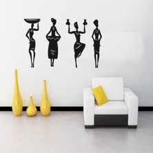 Afrikalı Kadınlar Duvar Dekoru, Ahşap Lazer Kesim, Siyah, Dekoratif Tablo