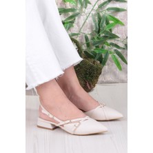 Fort 018-909 Fls Saten Toka Detaylı Şık Rahat Sivri Burun Kadın Babet