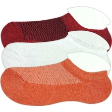 3 Adet Çocuk Sneaker Patik Çorap Bordo Beyaz Turuncu