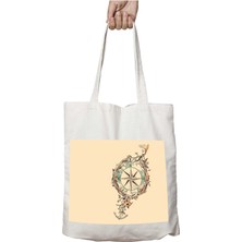 Deniz Çapa Pusula Balık Kuş Iki Tarafı Kalıcı Baskılı Yıkanabilir Çanta