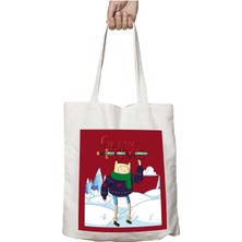 Adventure Christmas Time Finn Ice World Cartoon Network Iki Tarafı Kalıcı Baskılı Yıkanabilir Çanta