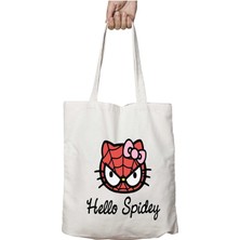 Spiderman Hello Spidey Hello Kitty Iki Taraf Kalıcı Yıkanabilir Okul Plaj Omuz Bez Çanta