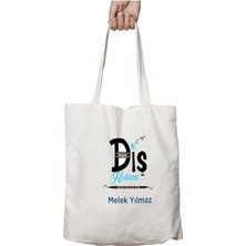 Kişiye Özel Diş Hekimi Dizayn Iki Tarafı Kalıcı Baskılı Yıkanabilir Okul Plaj Omuz Bez Çantası