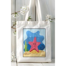 Deniz Yıldızı Baskılı Bez Çanta Omuz Çantası Kişiye Özel Model 3