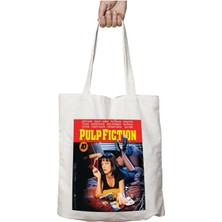 Pulp Fiction Film Iki Tarafı Kalıcı Baskılı Yıkanabilir Okul Plaj Omuz Bez Çantası