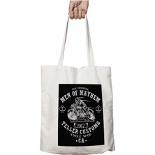 Men Of Mayhem Sons Of Anarchy Iki Tarafı Kalıcı Baskılı Yıkanabilir Okul Plaj Omuz Bez Çantası