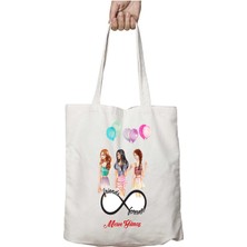 Kişiye Özel Daimi Arkadaşlar Üçlü Iki Tarafı Kalıcı Baskılı Yıkanabilir Okul Plaj Omuz Bez Çantası