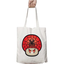 Super Mario Mushroom Spiderman Iki Tarafı Kalıcı Baskılı Yıkanabilir Çanta