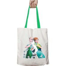 Yeşil Kulplu Frozen Elsa Yıkanabilir Omuz Çanta