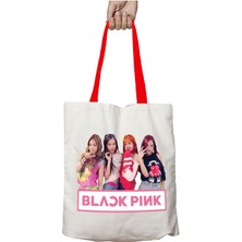 Kırmızı Kulplu Blackpink Black Pink U Yıkanabilir Omuz Çanta