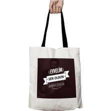 Siyah Kulplu Evvelim Sen Oldun Ahirim Sensin Yıkanabilir Okul Omuz Çanta