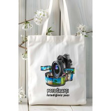 Fotoğrafçı Baskılı Bez Omuz Çantası Kişiye Özel Model 7