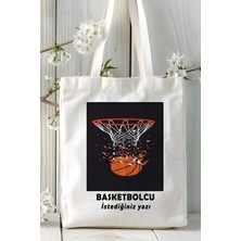 Basketbolcu Basketbol Basket Baskılı Bez Omuz Çantası Kişiye Özel Model 37