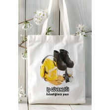 Iş Güvenliği Baskılı Bez Omuz Çantası Kişiye Özel Model 3