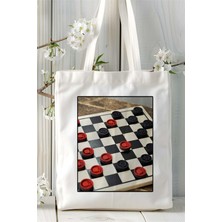 Dama Baskılı Bez Çanta Omuz Çantası Kişiye Özel Desen 1