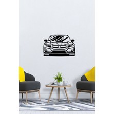 Siyah Type-R Araba Ahşap Tablo, Lazer Kesim, Duvar Dekoru, Kendinden Yapışkanlı