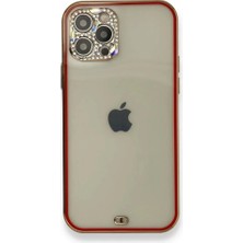 iPhone 12 Pro Kılıf Liva Taşlı Silikon - Kırmızı