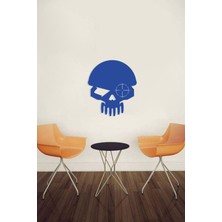 Mavi Ahşap Kuru Kafa Tablo, Mdf Lazer Kesim, Kendinden Yapışkanlı, Duvar Dekorasyonu