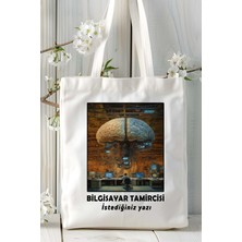 Bilgisayar Tamircisi Baskılı Bez Omuz Çantası Kişiye Özel Model 21