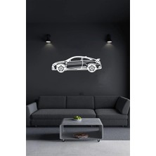 Beyaz Araç Temalı Ahşap Duvar Dekorasyon Tablosu, Lazer Kesim, Kendinden Yapışkanlı