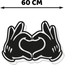 Kalp Eller Siyah Ahşap Mdf Lazer Kesim Duvar Süsü Kendinden Yapışkanlı