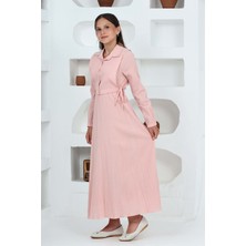 Kız Çocuk Uzun Boy Gofre Kumaş %100 Pamuk Jile & Elbise Iki Parça Takım – Astarlı Zarif SET-4948-ELB-0048