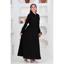 Kız Çocuk Uzun Gofre Kumaş Jile & Elbise Iki Parça Takım Tesettür Elbise – Astarlı Zarif SET-4948-ELB-2048