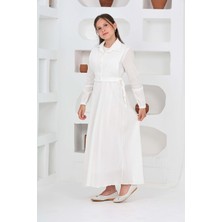 Kız Çocuk Uzun Boy Gofre Kumaş %100 Pamuk Jile & Elbise Iki Parça Takım – Astarlı Zarif SET-4948-ELB-0048