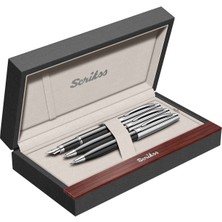Scrikss & WizDesign 39 Dolmakalem + Tükenmezkalem + Versatil Üçlü Set Siyah Krom (Ömür Boyu Garantili - Lüks Kutulu - İsme Özel Tasarım)