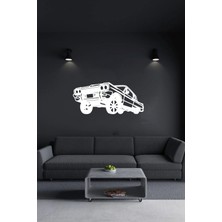 Beyaz Ahşap Araba Tablo, Lazer Kesim, Duvar Dekoru, Kendinden Yapışkanlı