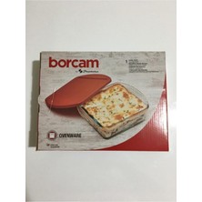 Mini Kare Cam Borcam Fırın Tepsisi 1040CC, Turuncu Renk