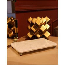 Şık 30X20 cm Sunum Tepsisi, Gümüş Ayaklı, Dekoratif ve Zarif Tasarım