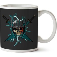 Ragnarok Thor Skull Cross Swords Iki Tarafı Baskılı Kupa Bardak