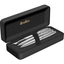 Scrikss & WizDesign 88 Dolmakalem + Tükenmezkalem + Versatil Üçlü Set Krom (Ömür Boyu Garantili - Lüks Kutulu - İsme Özel Tasarım)