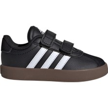 adidas Çocuklar İçin Suni Deri Siyah VL Court 3.0 Spor Ayakkabı Kauçuk Tabanlı Konforlu Tasarım