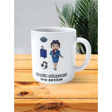 Kabin Görevlisi Meslek Baskılı Kupa Bardak Çift Taraflı Baskı Kişiye Özel Model