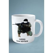 Asker Baskılı Kupa Bardak Çift Taraflı Baskı Kişiye Özel Model 5