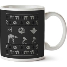 Star Wars Imperial Vehicles Christmas Knit Pattern Iki Tarafı Baskılı Kupa Bardak