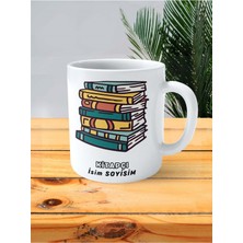 Kitapçı Kitap Meslek Baskılı Kupa Bardak Çift Taraflı Baskı Kişiye Özel Model